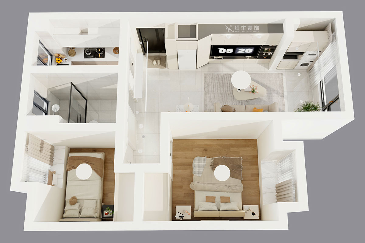 刘晓芳｜棠祥南苑1-1804-70㎡-现代风格｜2室2厅1卫｜新房装修｜定制家｜全包10